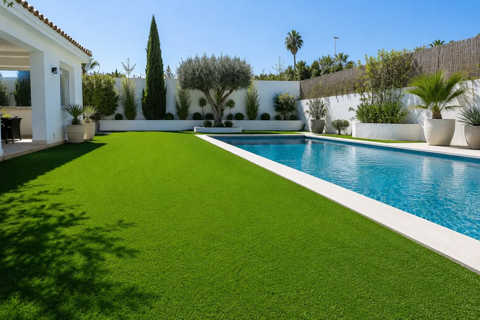 Césped artificial piscina